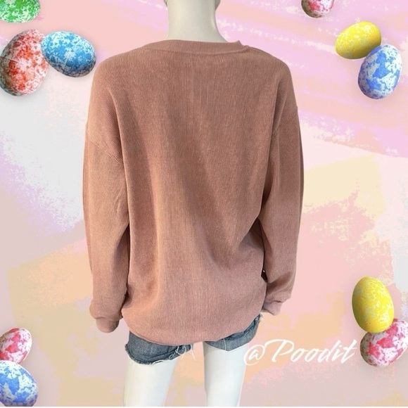 Sequin bunny corded thermal texture Easter holiday pullover S L 3XL - Picture 5 of 5